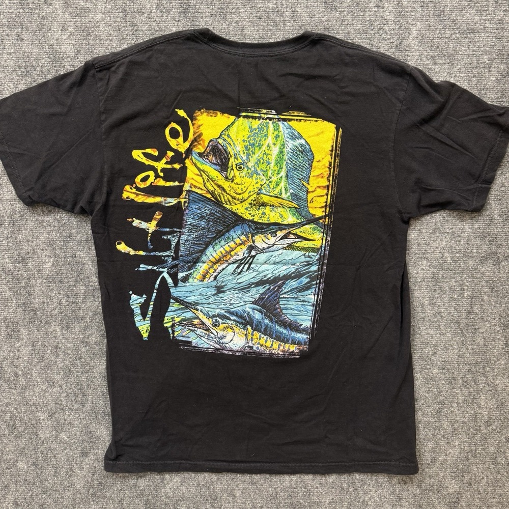 Salt Life Mens Black Mahi Sailfish Graphic Pocket T-Shirt Live Salty Size L